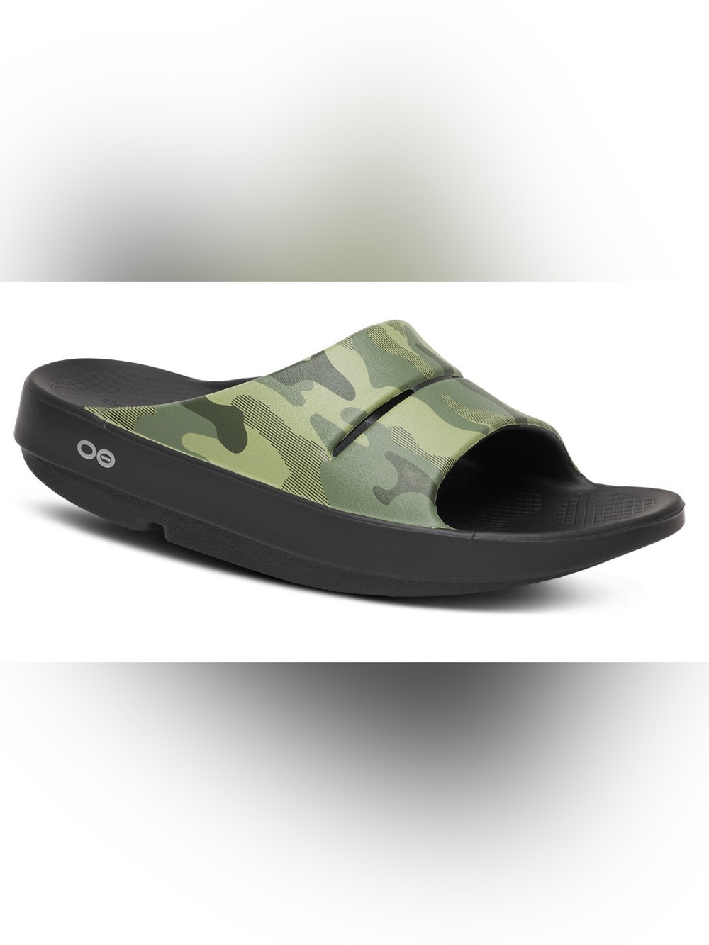 OOFOS OOahh Sport Flex Sandals Mens Size 11 Green Camo Slide Slip-On Recovery